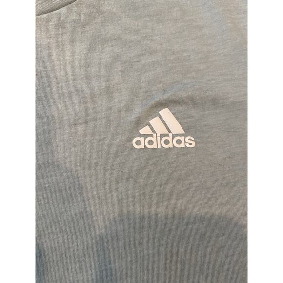 Adidas Men T-Shirt large L Gray Prime Green Aero Ready Logo Graphic - Picture 2 of 7